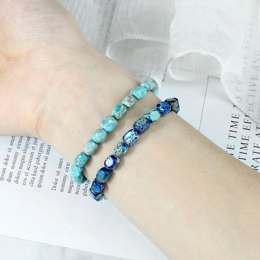 Vintage Emperor Stone Beaded Bracelets Natural Stone Charm Elastic Strand Bracelet & Bangle Bohemian Yoga Jewelry for Women Men